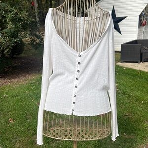 American Eagle Outfitters White Button-Down Top